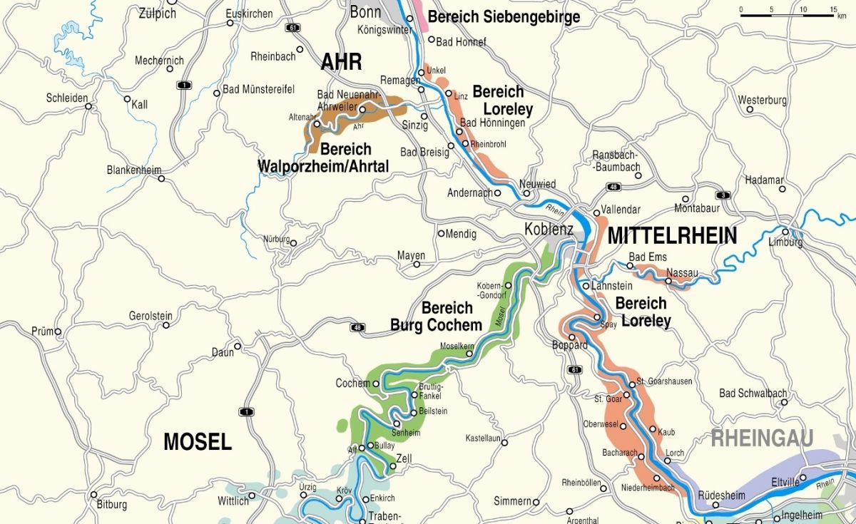 Karte vom Anbaugebiet Mittelrhein