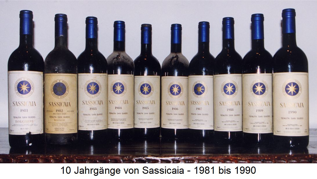Sassicaia - 10 Jahrgänge von 1981 bis 1990