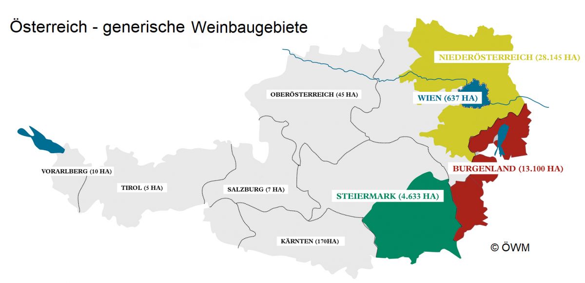 Österreich - generische Weinbaugebiete
