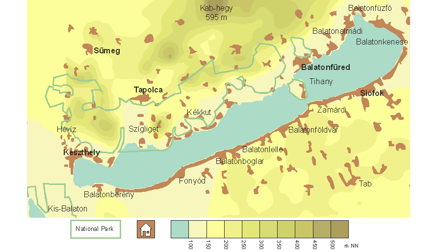 Balaton (Plattensee) - Karte mit den wichtigsten Orten