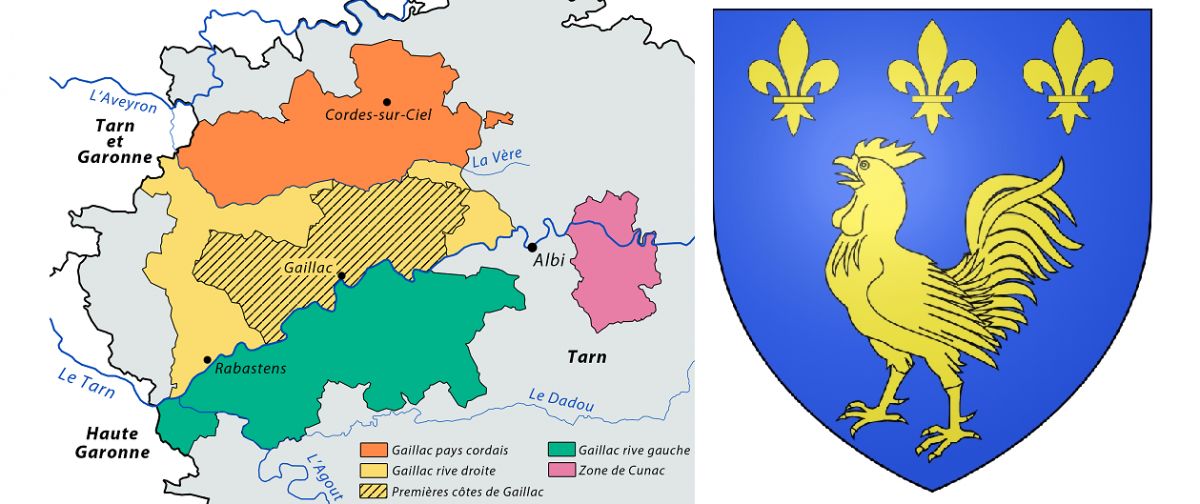 Gaillac - Karte und Wappen