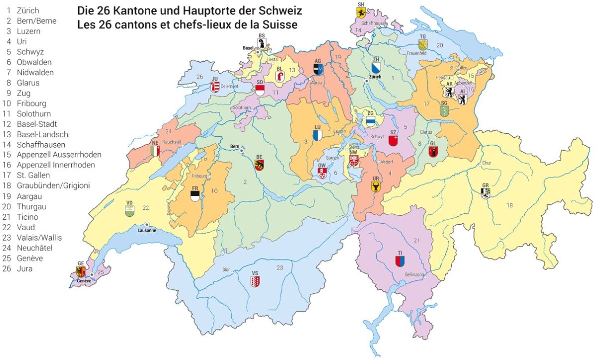 Schweiz - politische Karte