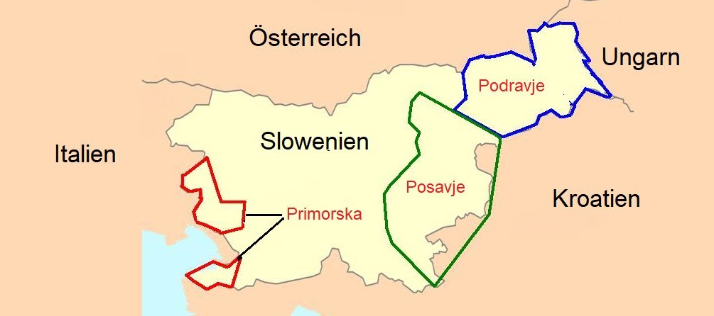Slowenien - Karte der Weinbaugebiete